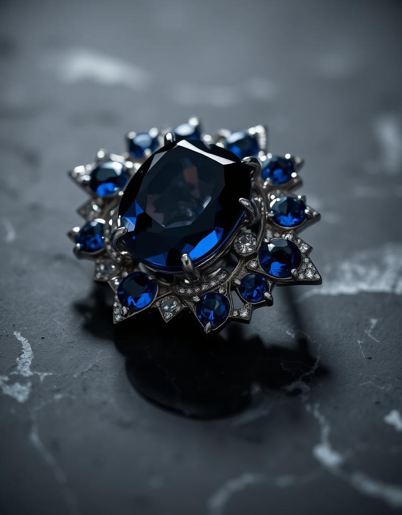 Sapphire halo brooch